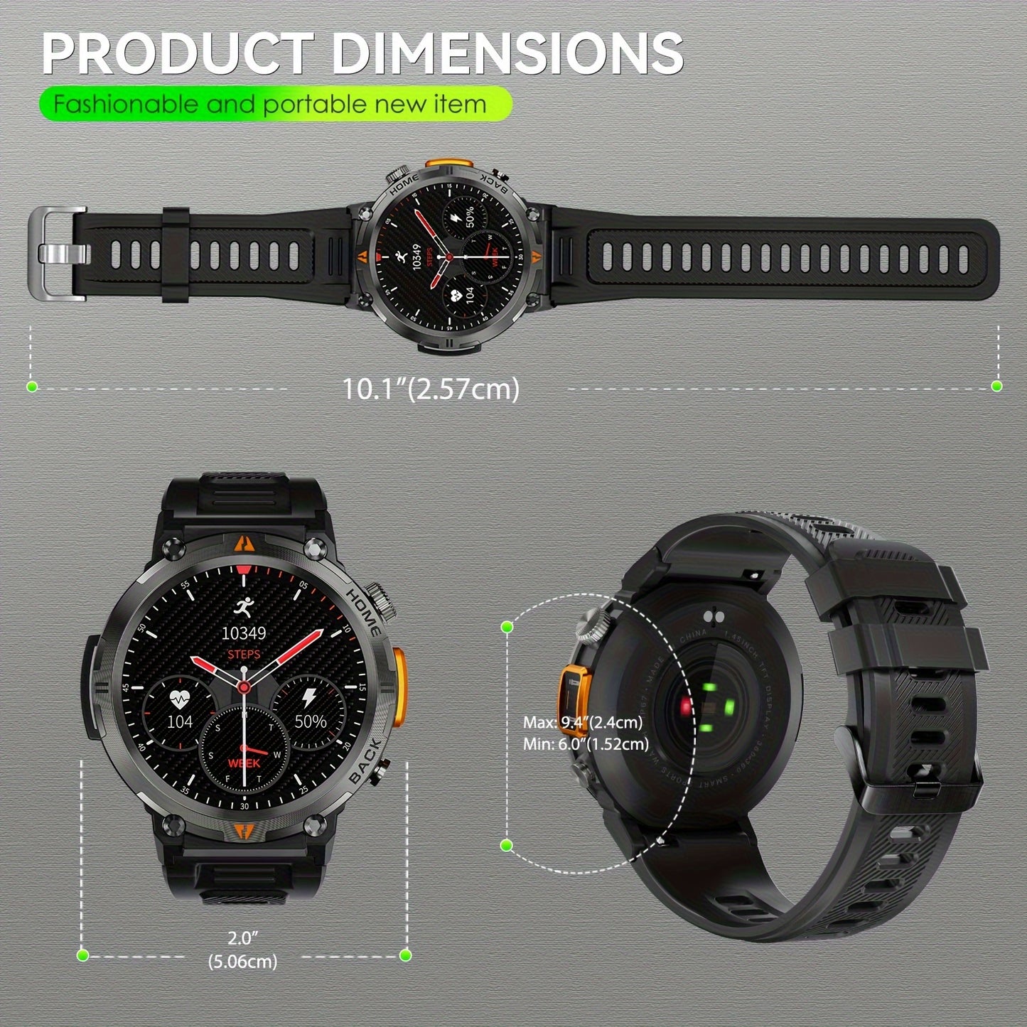 [Smart Watch] HD Touch Smart Watch for Men | Wireless Answer, Make Calls, Message Notification, Step Counter, Compatible with iPhone and Android Phones