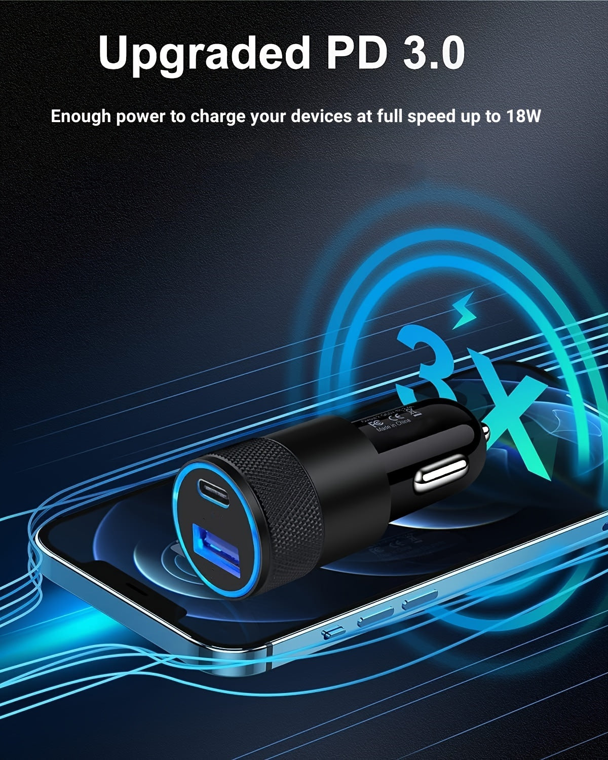 1pc USB A+C Dual Ports Mini Pull Ring Car Charger, Type-C Car Charger Mini Adapter For IPhone/Google/Huawei/Xiaomi/Android Phones