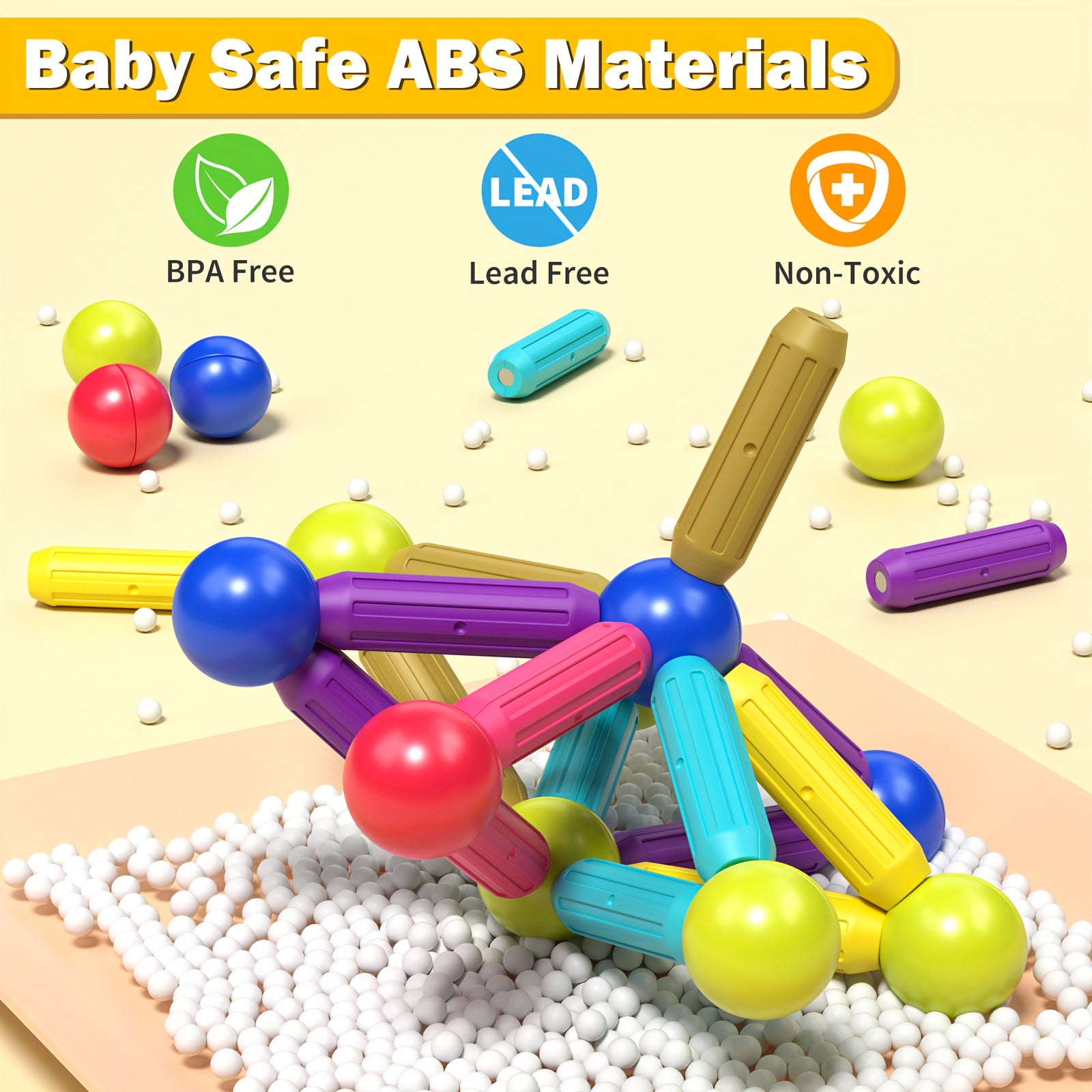 ألعاب بناء مغناطيسية للأطفال، 88 قطعة من البلاط المغناطيسي، ألعاب أطفال صغار، مكعبات مغناطيسية وعصي وكرات، لعبة إبداعية، مجموعة تطوير العقل STEM للفتيات في مرحلة ما قبل المدرسة، مجموعة هدايا مثالية للأولاد