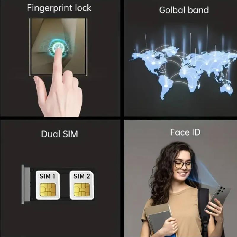 S25 Super Unlocked Dual SIM 4G Suitable for Android Phones, Compatible with Android 13 System, 12GB+512GB Large Capacity, 6.8-Inch High-Definition Display Screen, 6800Mah Battery, Facial Recognition, GPS, Built in Pen, with H