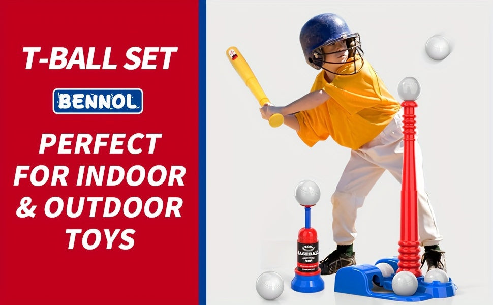 T Ball Set Toys For Kids 3-5 5-8, Kids Baseball Tee For Boys Includes 6 Balls, Auto Ball Launcher, Outdoor Outside Sports T Ball Set Toys Gifts For 3 4 5 6 Year Old Boys Kids Halloween Christmas gift