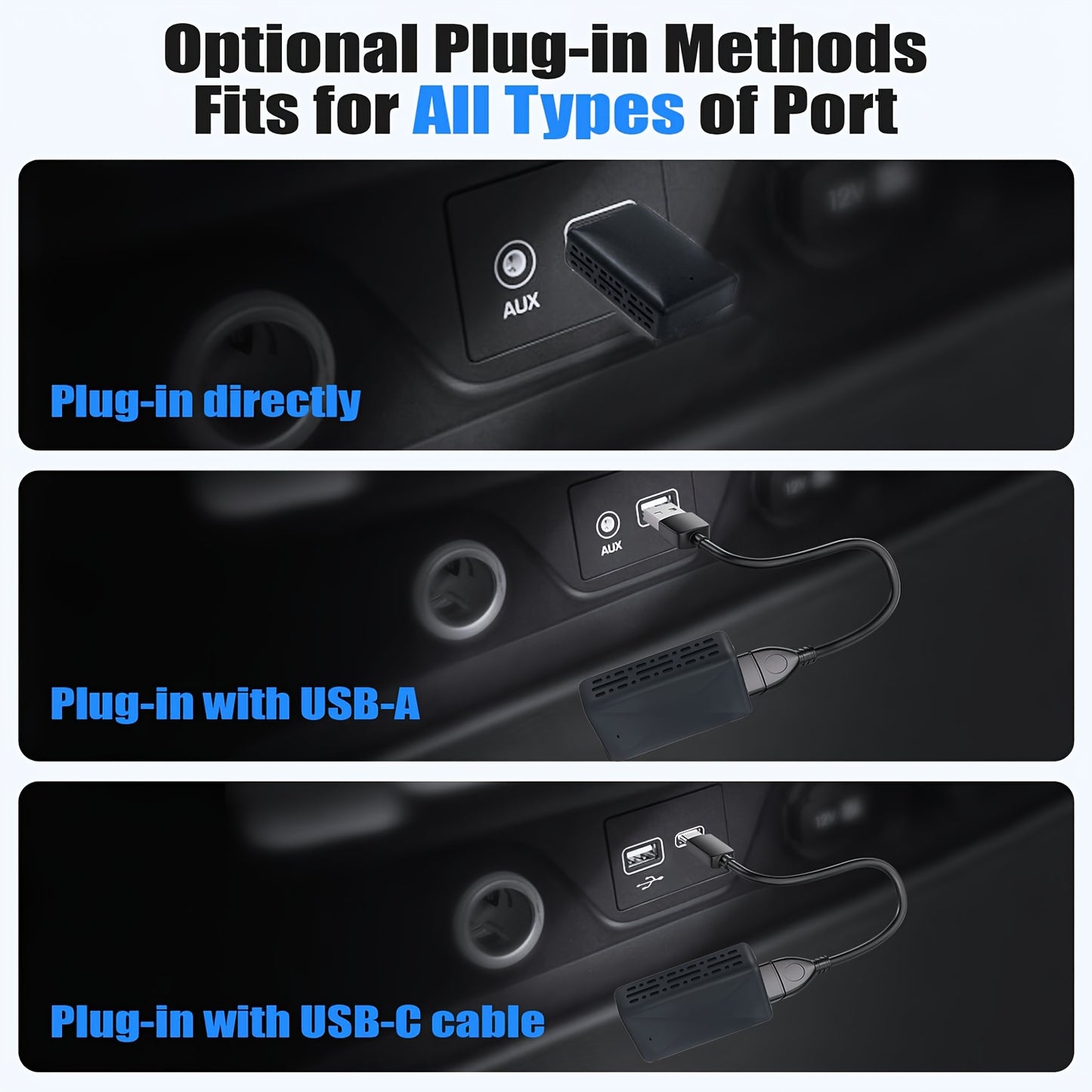 Universal 2-in-1 Wireless CarPlay and Android Auto Adapter - Plug & Play, Wi-Fi-Enabled, Low Latency Converter for iPhone iOS 12+ & Android Phones 11+, Car Media Interface Accessory Without Battery