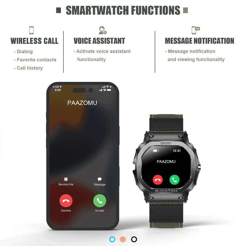 ساعة ذكية جديدة للرجال مقاس 1.57 بوصة رياضية خارجية مع إمكانية الرد على المكالمات/إجرائها متوافقة مع هواتف iPhone وAndroid طراز G-SHOCK