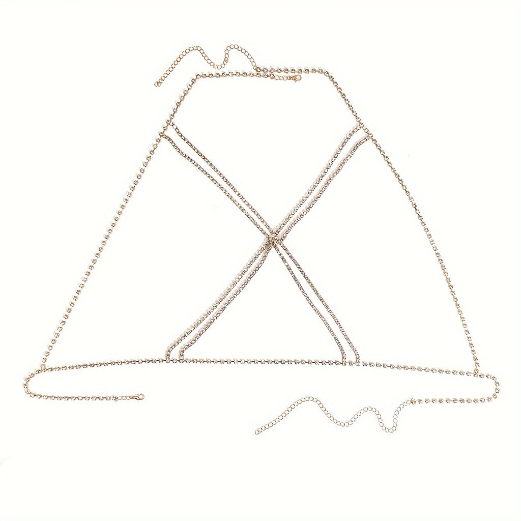 Luxury Cross Chest Chain Shiny Rhinestones Body Chain Jewelry