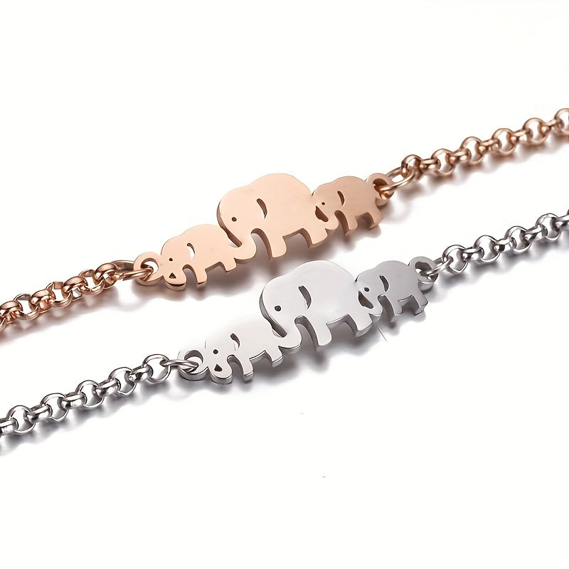 Stainless Steel Animal Elephant Family Chain Bracelets For Woman Jewelry Mother's Day Holiday Birthday Gifts