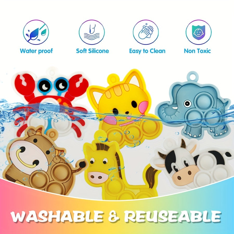 مجموعة من 10 سلاسل مفاتيح على شكل حيوانات - ألعاب فقاعات سيليكون للأطفال من سن 3 إلى 6 سنوات، هدايا حفلات لأعياد الميلاد والكريسماس وهالوين