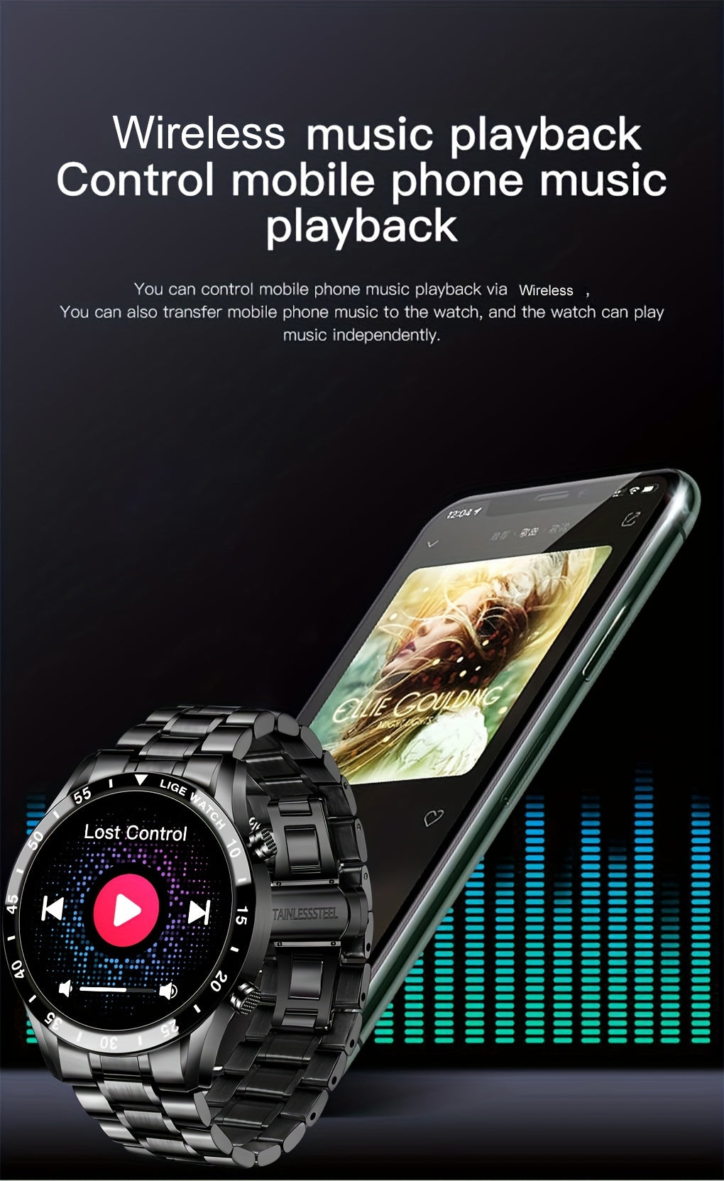 Fashion Smart Watch Full Touch Screen Answer And Reject Incoming Smart Watches Music Control Shake To Take Photo Music Control Sleep Monitoring Step Counting Countdown Sports Fitness Watch