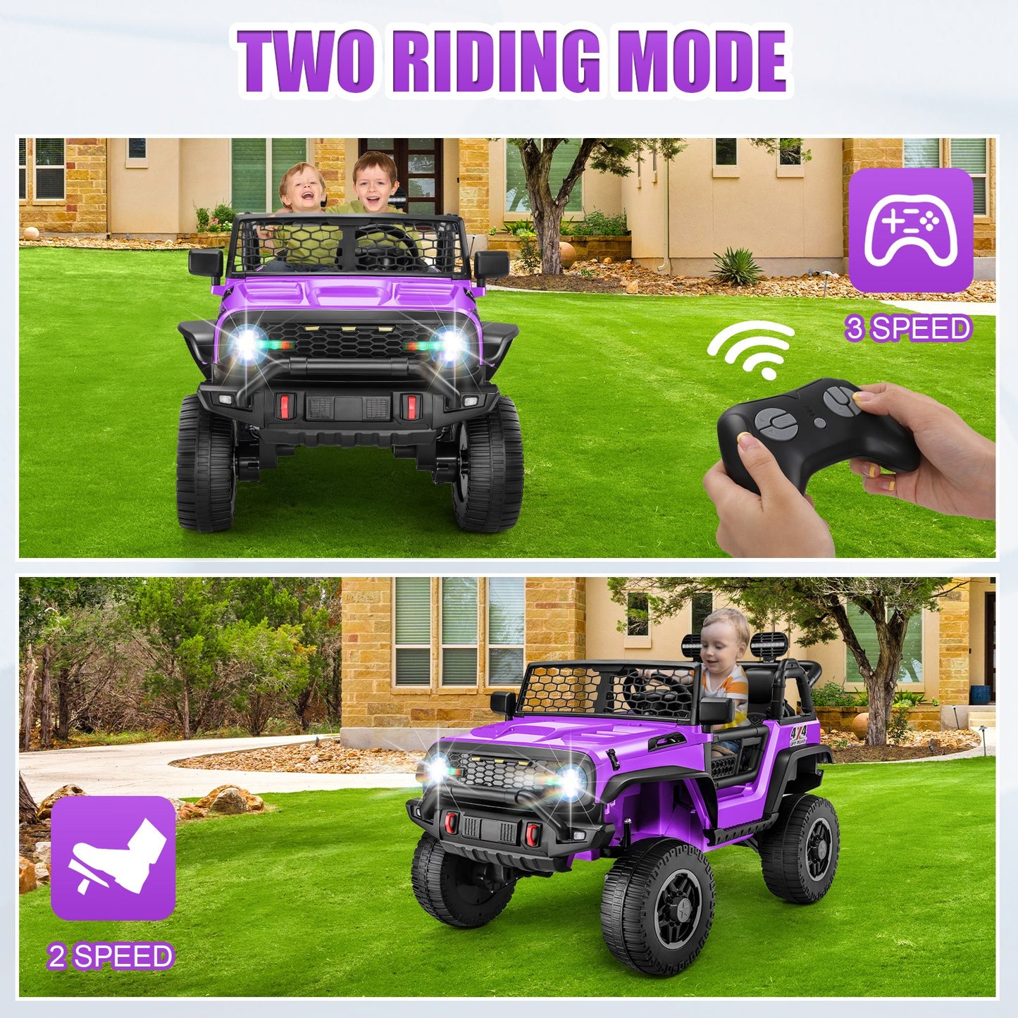 XL 24V Ride-on Toys, Kids Driveable Car Two Seater with Parent Remote, 20'' Wide Seat, 4x100W Powerful Motors, Music, Electric Ride-on Toys for Kids 24v, LED Head Light, Christmas Gift